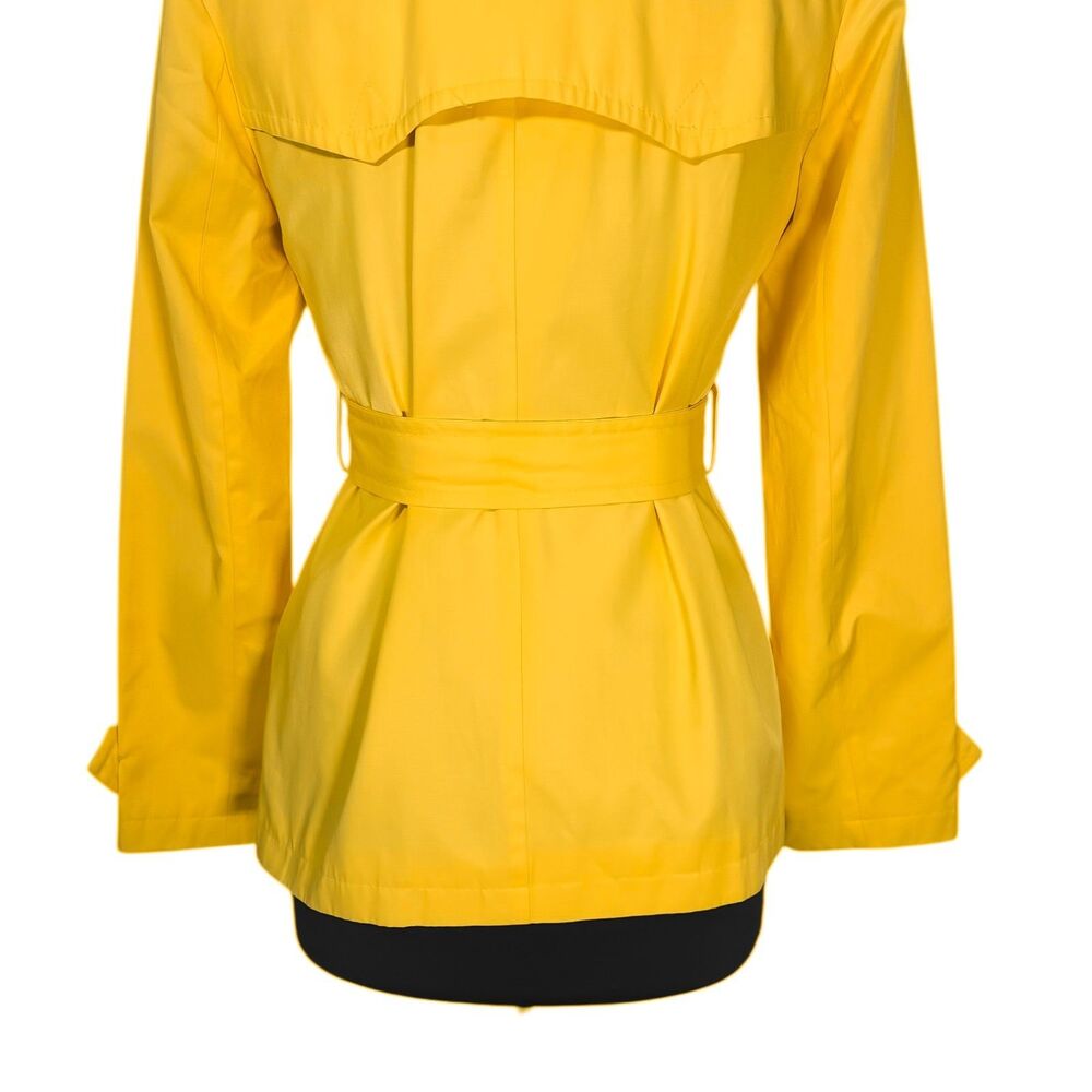 Ralph Lauren Womens Trench Coat Small Yellow Double Breasted Belted Cotton Blend - Picture 9 of 11